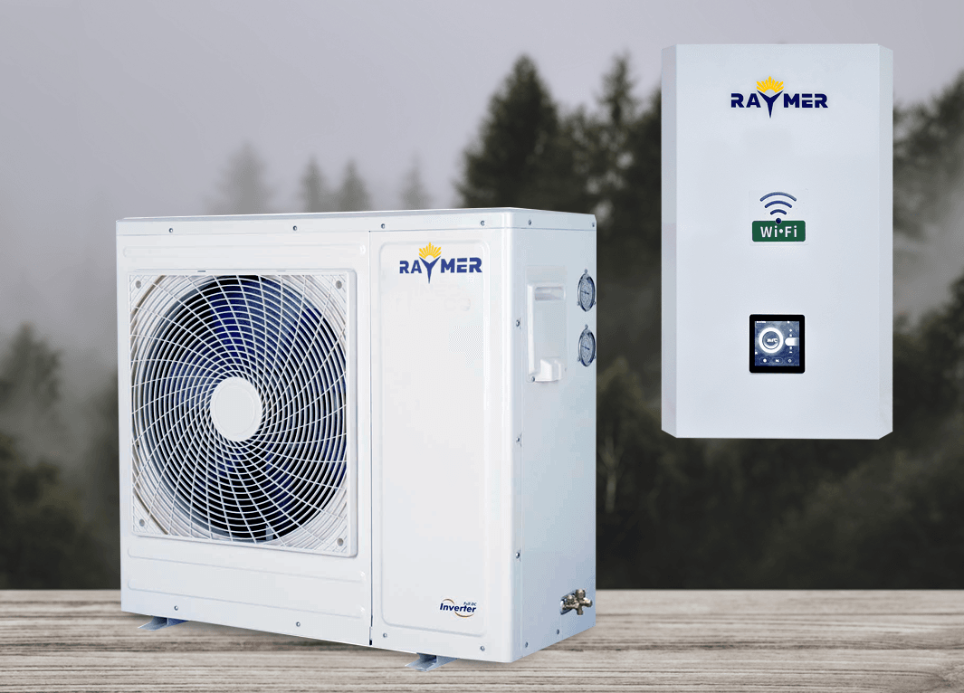 Тепловий насос повітря-вода Raymer RAY-10DS1-EVI на 10 кВт, інвертор до -30°C, спліт-система до 100 кв.м. 220V
