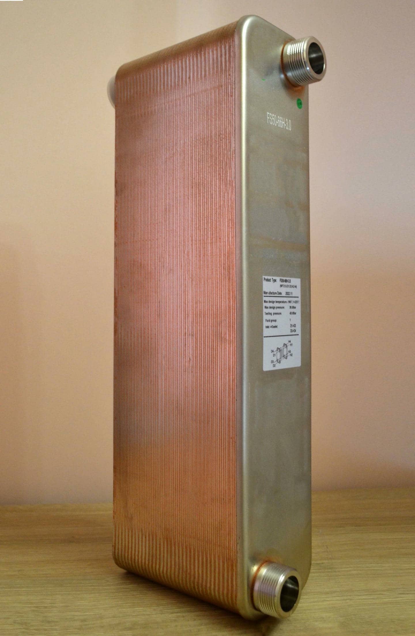 Пластинчастий теплообмінник Raymer B3-050-66, Мідь і Сталь ANSI 304, 66 пластин