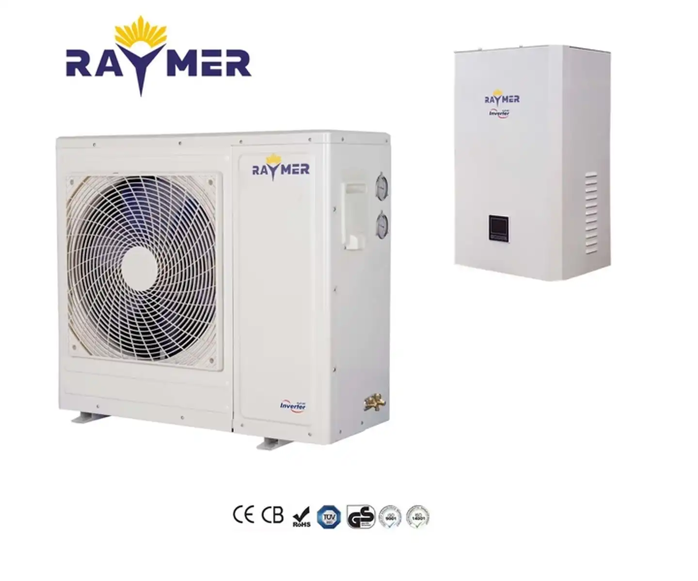 Тепловий насос повітря-вода Raymer RAY-10DS1-EVI на 10 кВт, інвертор до -30°C, спліт-система до 100 кв.м. 220V