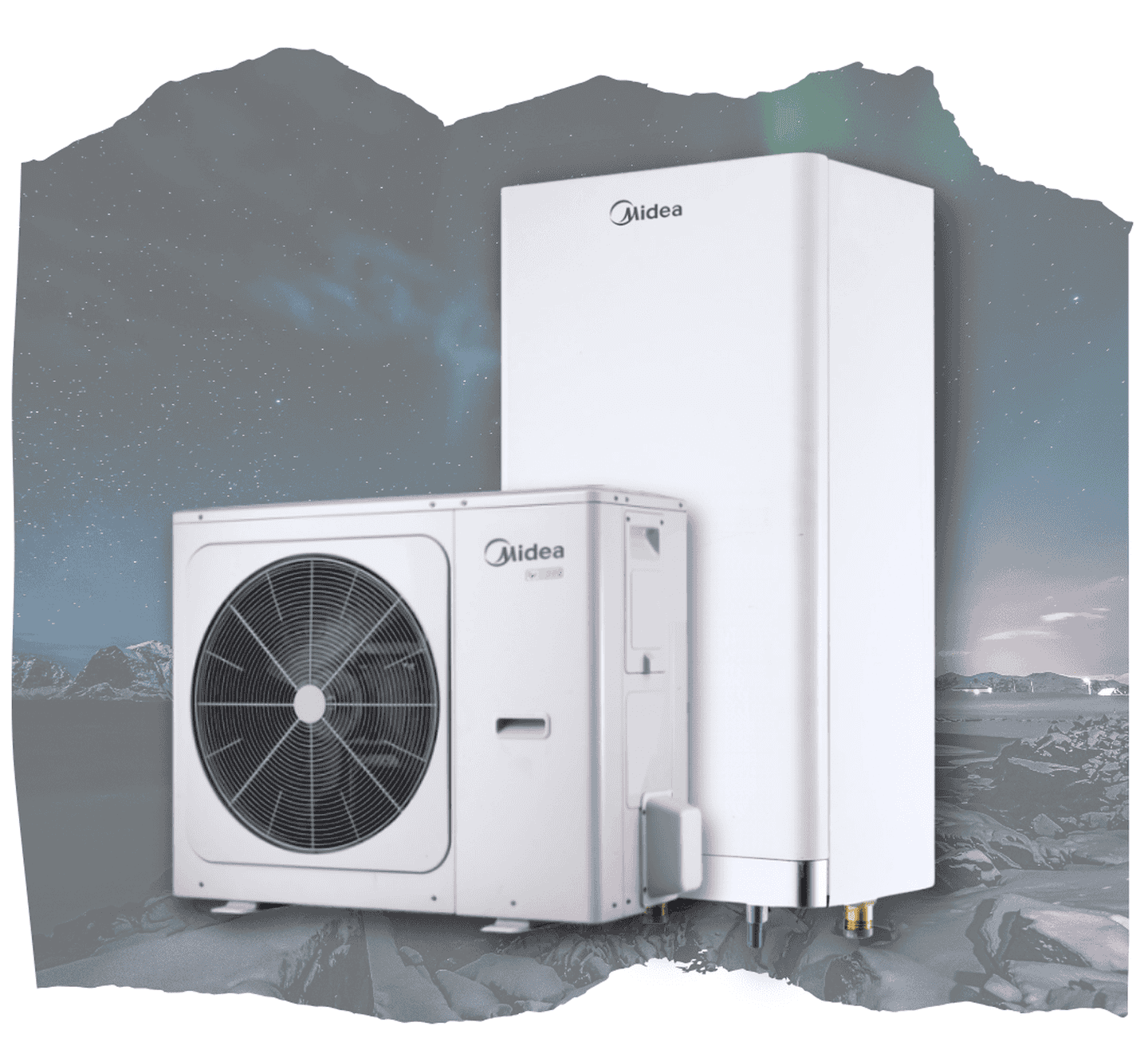 Тепловий насос Midea Arctic 2022 MHA-V12W/D2RN8-B + HB-A160/CDS90GN8-B 12 кВт 380 В з резервними електротенами, до 120 м.кв