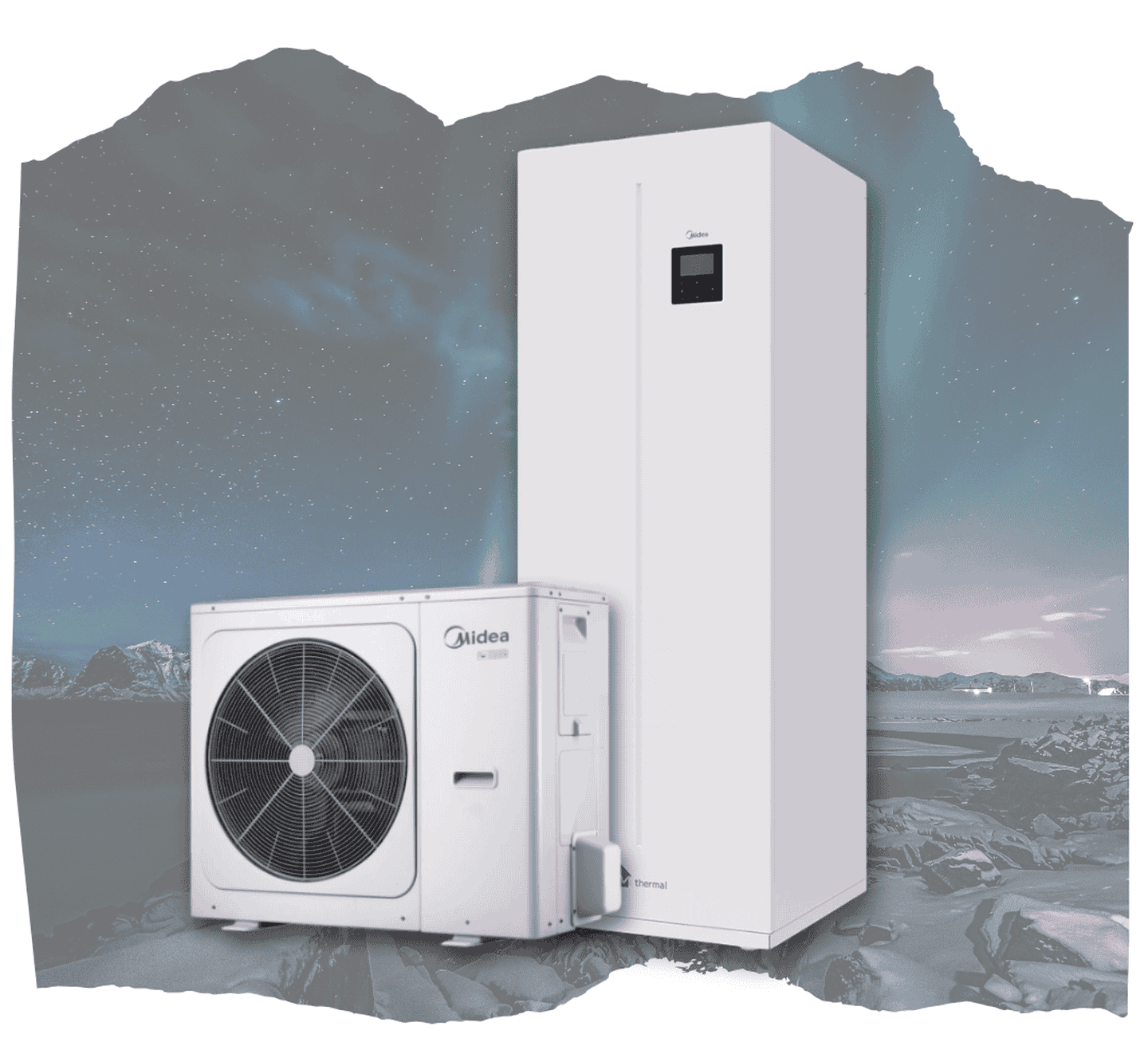 Тепловий насос Midea MWA-V12W/D2RN8-B + HBT-A160/240CD30GN8-B серія ARCTIC 2022 з баком – бойлером ГВП на 12 квт