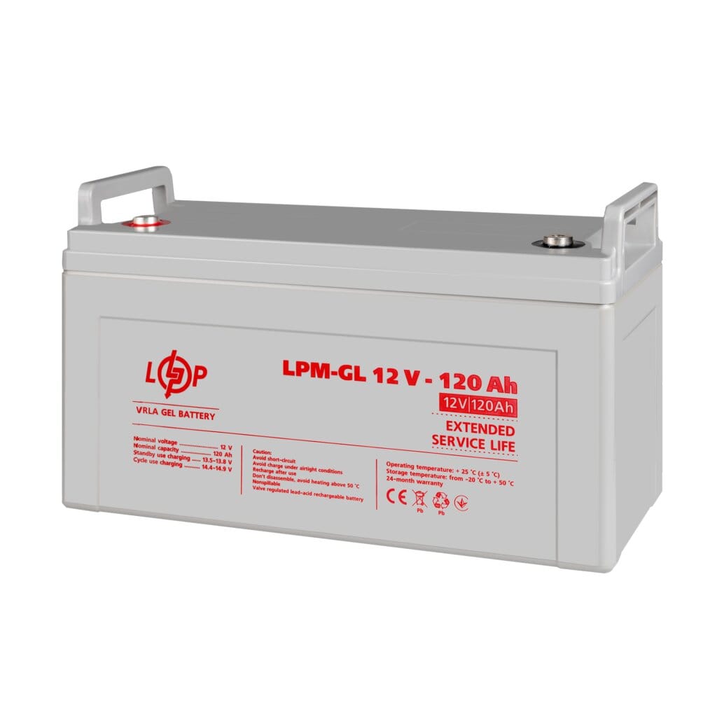 Аккумулятор гелевый LogicPower LPM-GL 12V-120 Ah для ИБП, для солнечных батарей, для аварийного освещения