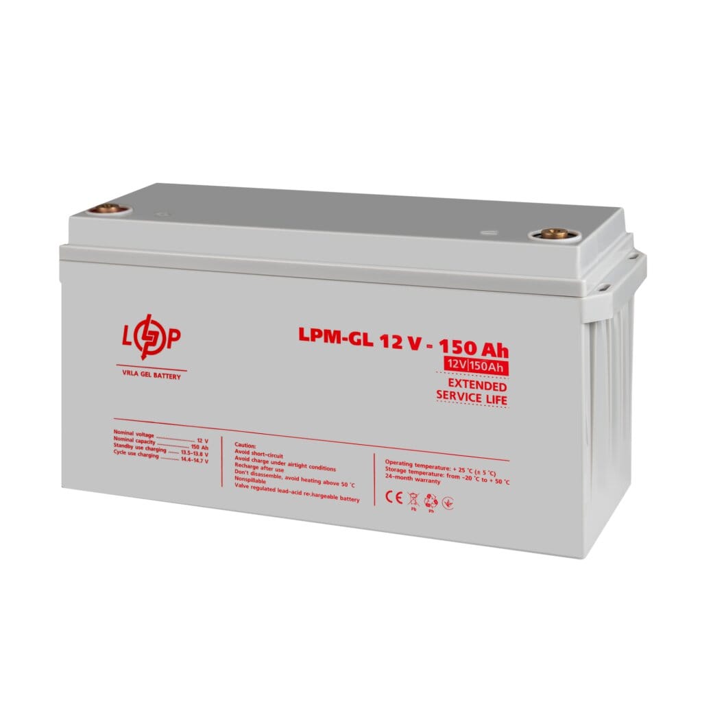 Аккумулятор гелевый LogicPower LPM-GL 12V-150 Ah для ИБП, для солнечных батарей, для аварийного освещения