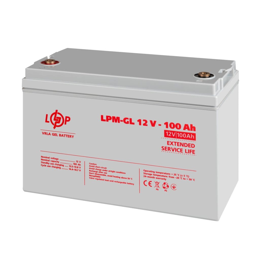Аккумулятор гелевый LogicPower LPM-GL 12V-100 Ah для ИБП, для солнечных батарей, для аварийного освещения
