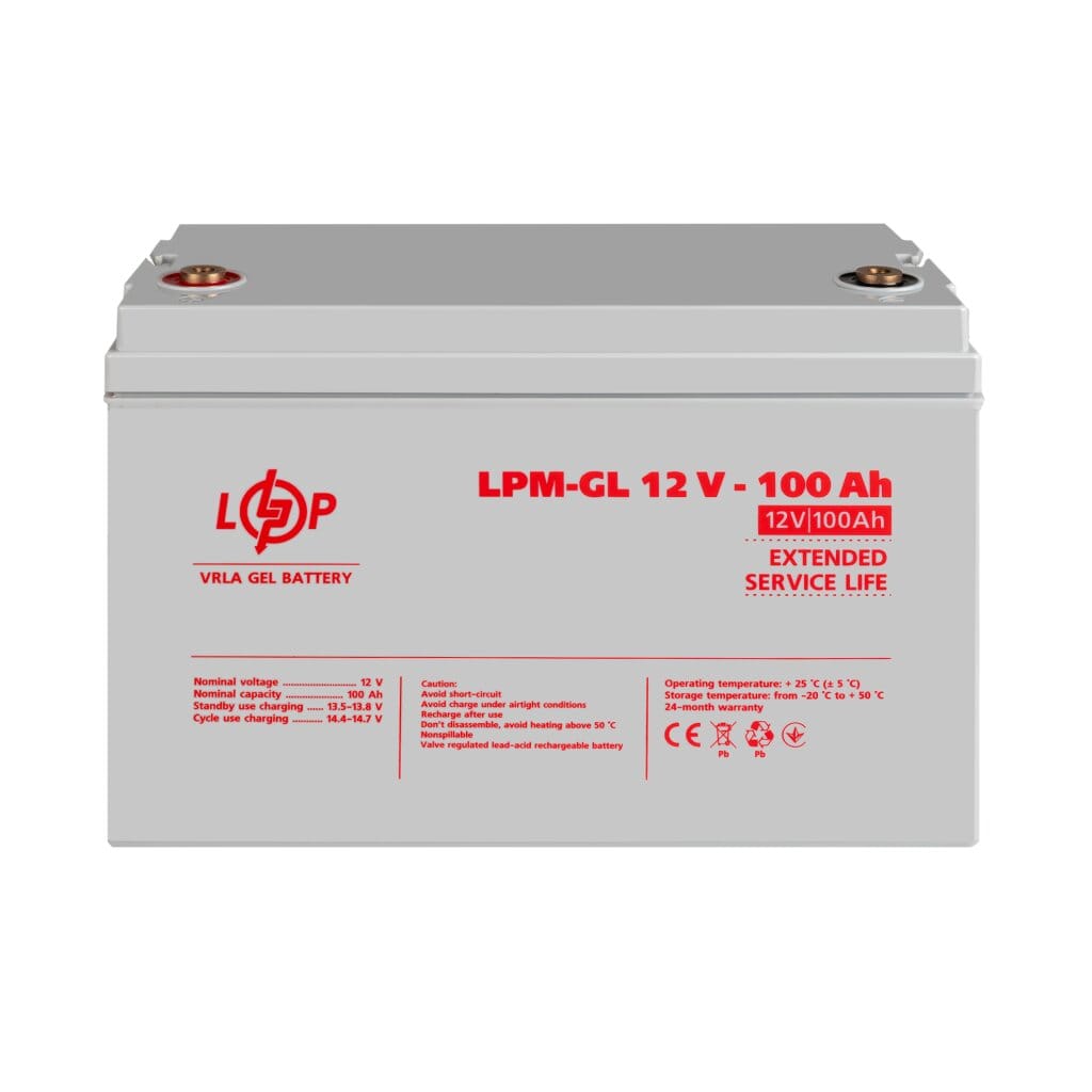 Аккумулятор гелевый LogicPower LPM-GL 12V-100 Ah для ИБП, для солнечных батарей, для аварийного освещения