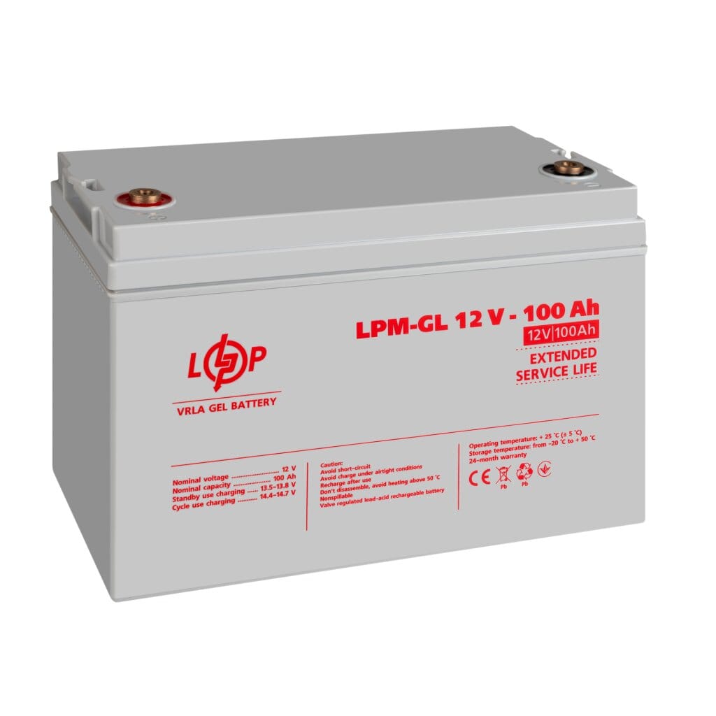 Аккумулятор гелевый LogicPower LPM-GL 12V-100 Ah для ИБП, для солнечных батарей, для аварийного освещения