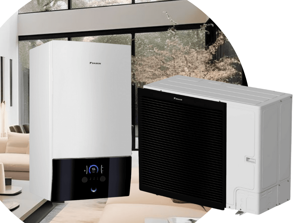 Тепловий насос Daikin Altherma 3 ERLA11DV3/EBBX11D9W на 12,4 кВт, 220 В, до 130 м² (водонагрівач 9 кВт)