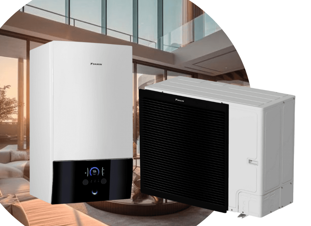 Тепловий насос Daikin Altherma 3 ERLA11DW1/EBBX11D9W на 12,4 кВт, 380 В, до 130 м² (водонагрівач 9 кВт)