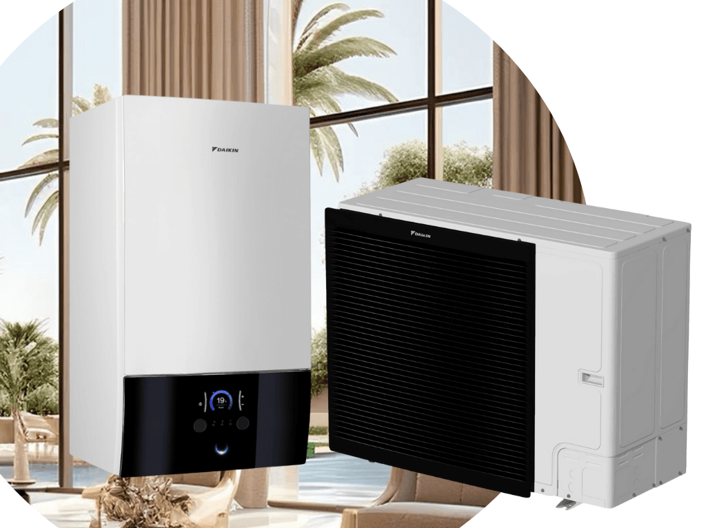Тепловой насос Daikin Altherma 3 ERLA14DW1/EBBX16D9W на 13,4 кВт, 380 В, до 140 м² (водонагреватель 9 кВт)