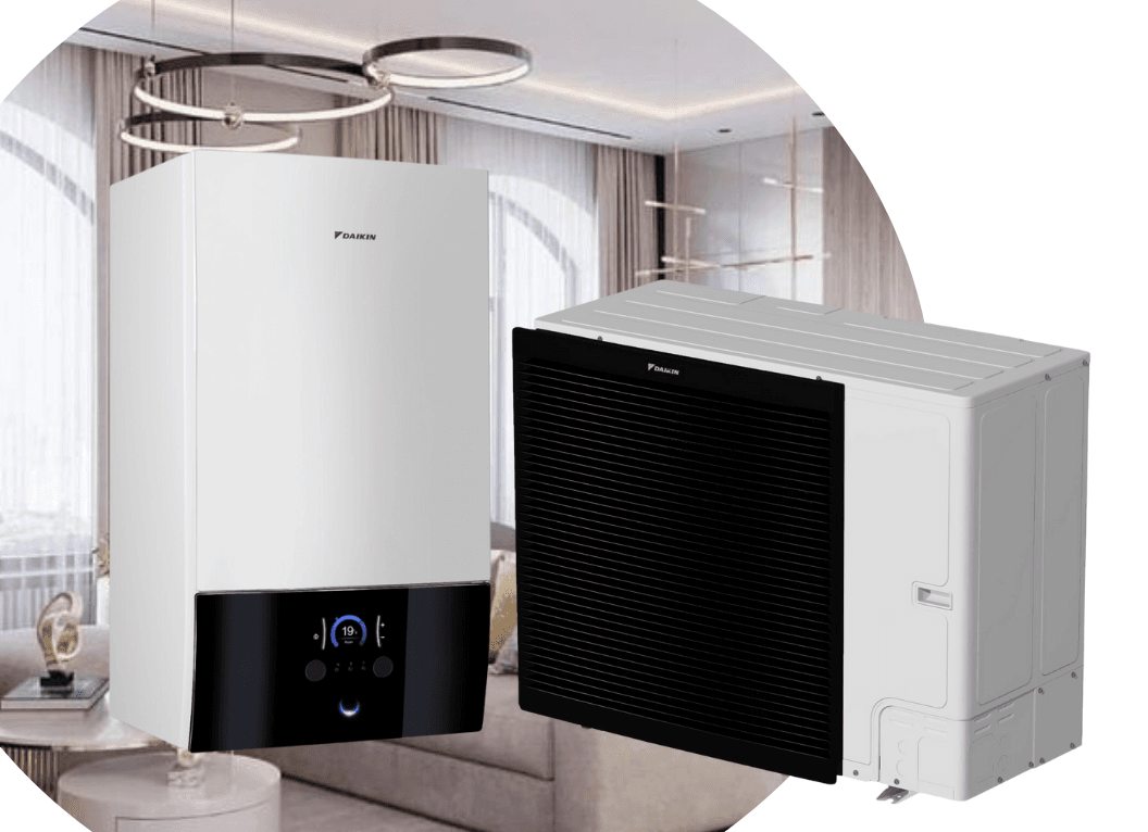 Тепловий насос Daikin Altherma 3 ERLA11DV3/EBBH11D9W на 10,6 кВт, 220 В, до 110 м² (водонагрівач 9 кВт)