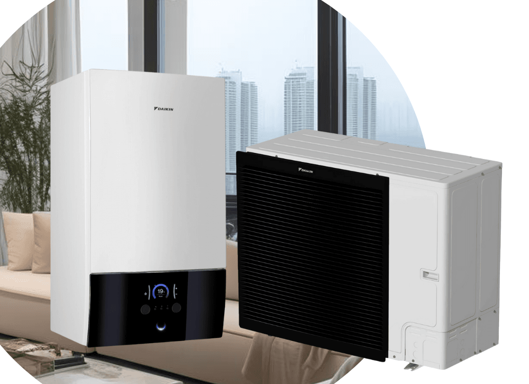 Тепловой насос Daikin Altherma 3 ERLA16DW1/EBBH16D6V на 16 кВт, 380 В, до 160 м² (водонагрівач 6 кВт)