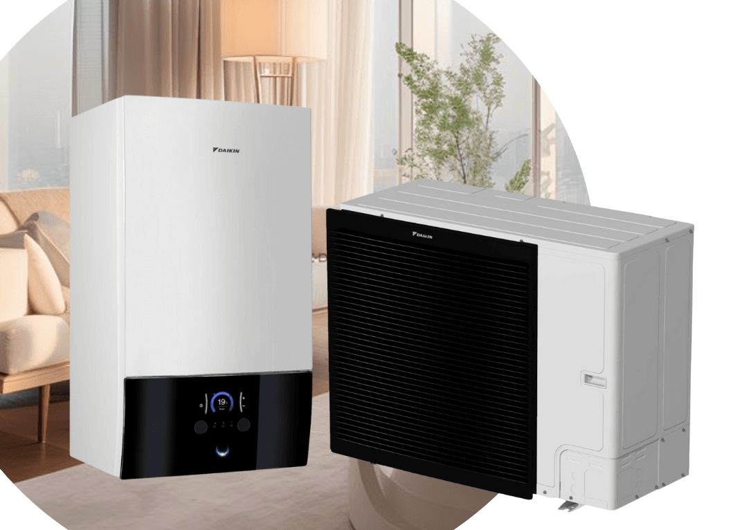 Тепловий насос Daikin Altherma 3 ERLA11DW1/EBBH11D9W на 10,6 кВт, 380 В, до 110 м² (водонагрівач 9 кВт)