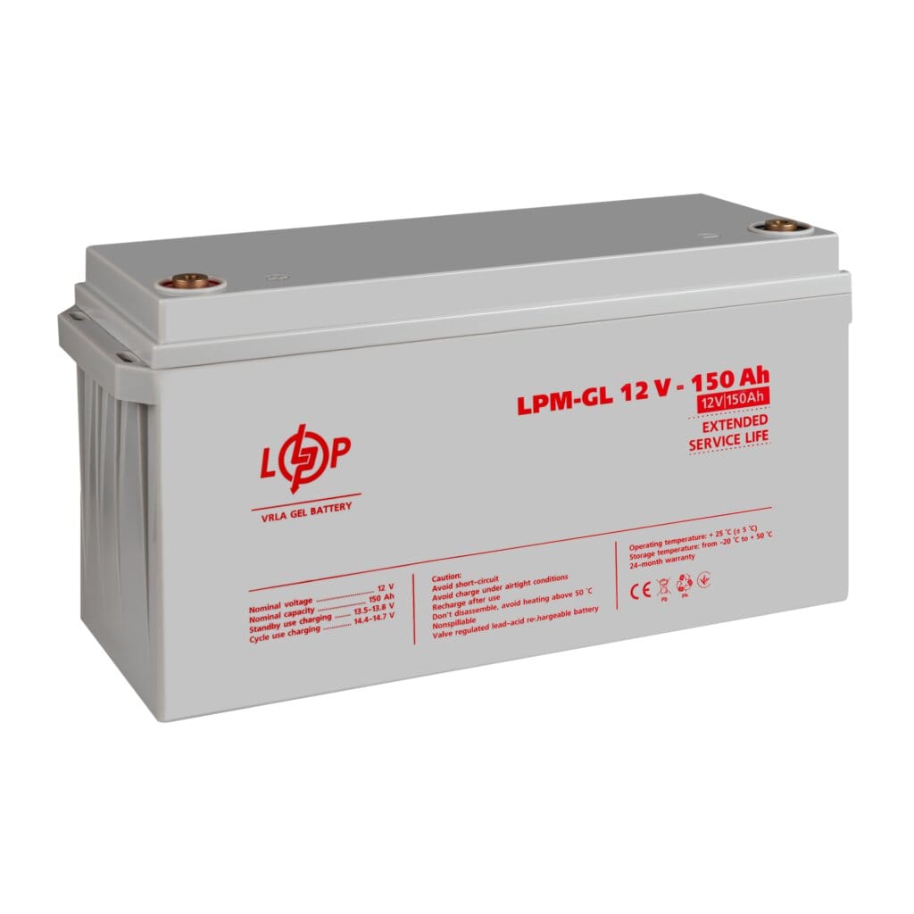 Аккумулятор гелевый LogicPower LPM-GL 12V-150 Ah для ИБП, для солнечных батарей, для аварийного освещения
