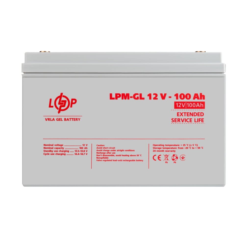 Аккумулятор гелевый LogicPower LPM-GL 12V-100 Ah для ИБП, для солнечных батарей, для аварийного освещения