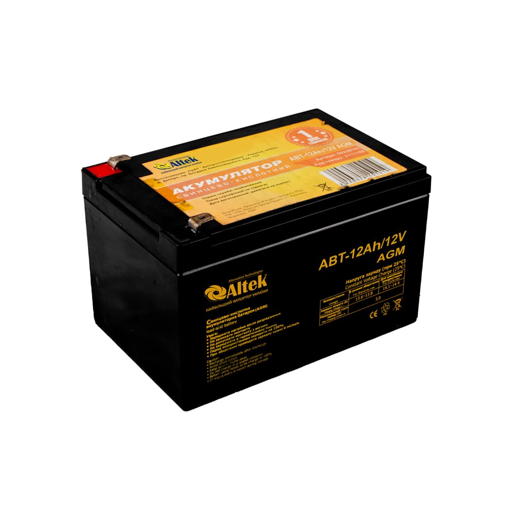 Акумулятор Altek ABT-12Аh/12V AGM для систем безперебійного живлення