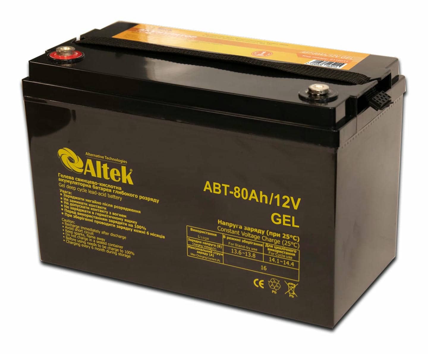 Аккумулятор ALTEK ABT-80-12-GEL GEL, гелевая батарея для ИБП, солнечных батарей
