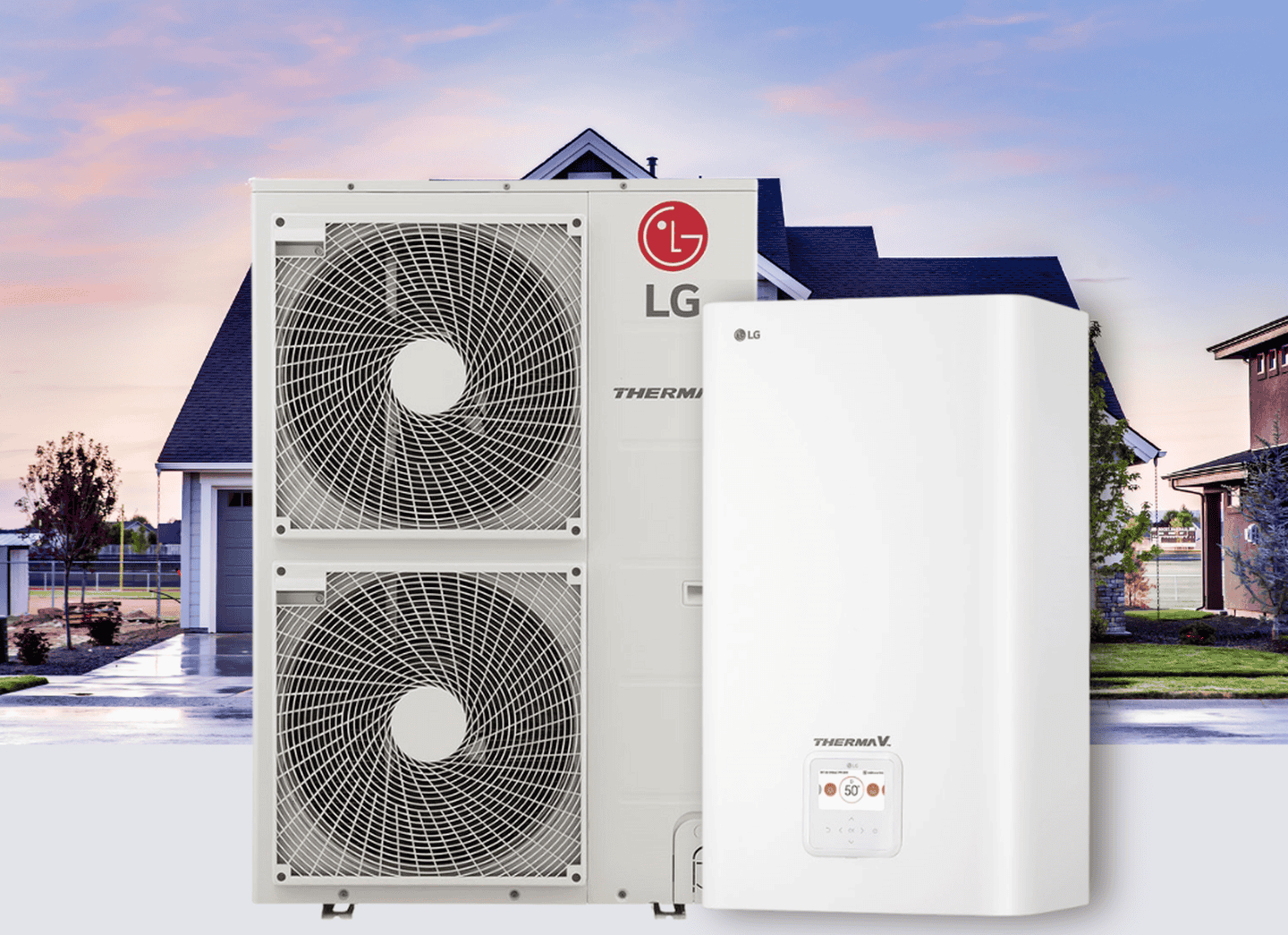 Інверторний тепловий насос LG Therma V Series 5 (HU141MA.U33RU/HN1616M.NK5RU) на 14 кВт, до 140 кв. м, (робота за умови -25°C), 220 В