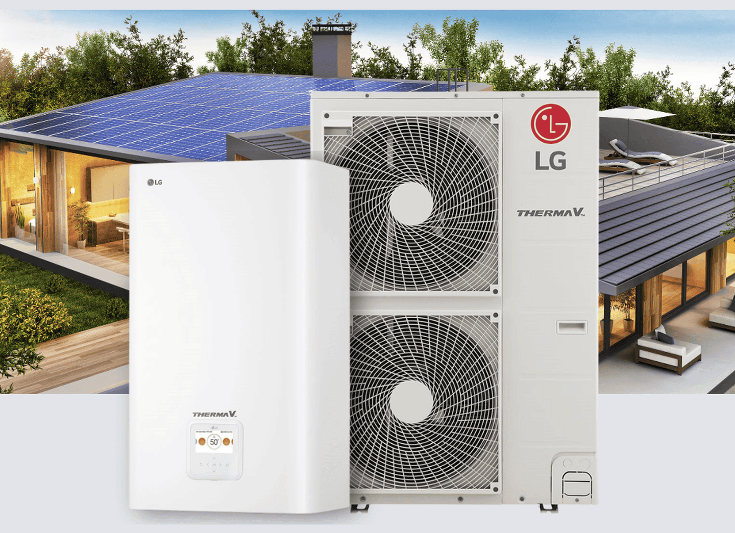 Інверторний тепловий насос LG Therma V Hydrosplit (HU121MRB.U30RU/HN1600MC.NK1RU) на 12 кВт, до 120 кв. м, (робота при -25°C), 220 В