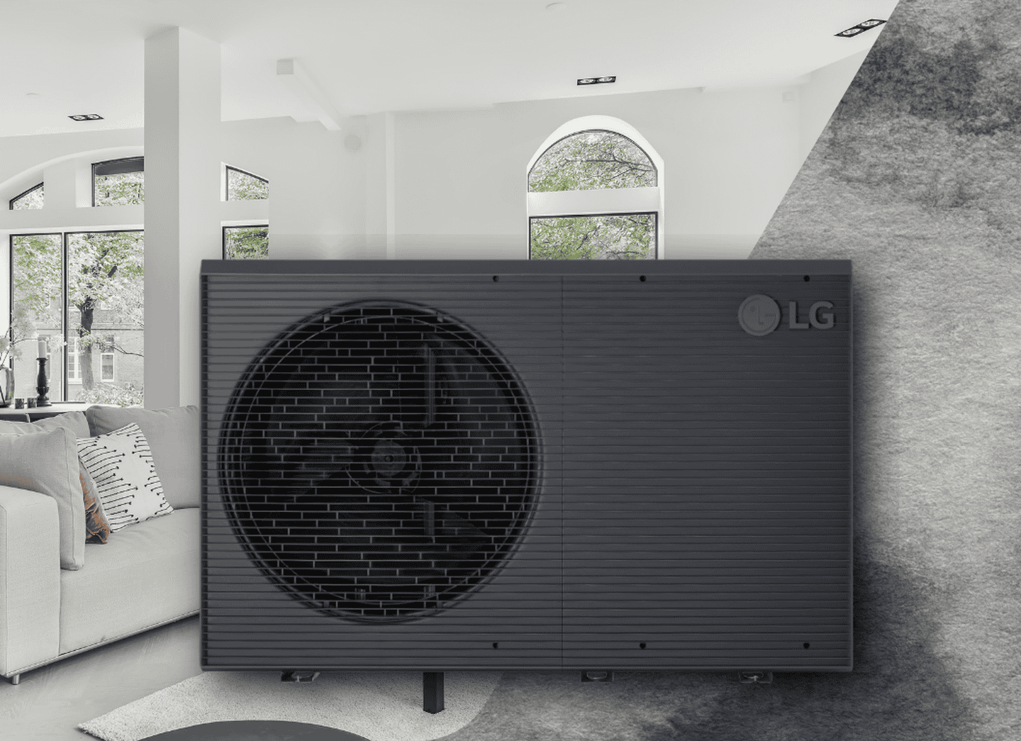 Інверторний тепловий насос LG Therma V Monobloc + Hidro Unit (HM093HFXUB60/HN1639HCNK0) на 9 кВт, до 100 кв. м, (робота при -28°C), 380 В
