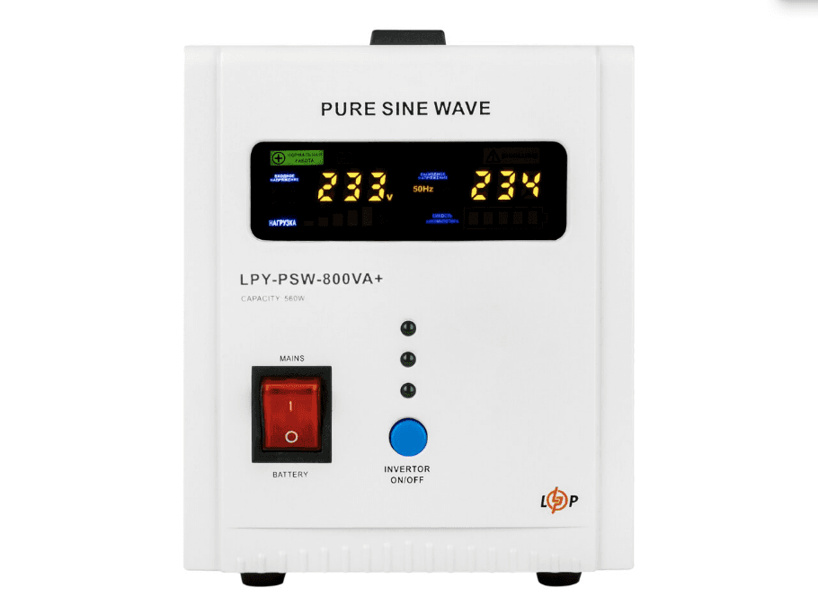 Джерело безперебійного живлення LogicPower (ДБЖ) з правильною синусоїдою 12V LPY-B-PSW-800VA+(560Вт) 5A/15A