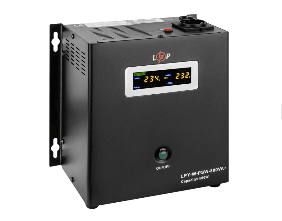 Джерело безперебійного живлення LogicPower (ДБЖ) з правильною синусоїдою 12V LPY-W-PSW-800VA+ (560Вт) 5A/15A
