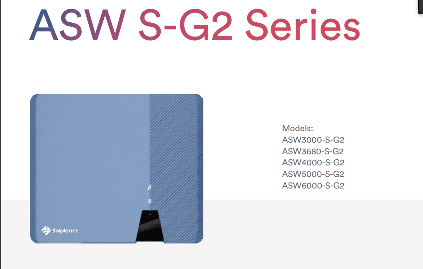 Гибридный инвертор Solplanet ASW600 6K-S-G2 1ф 2MPPT 48В 6кВт, преобразователь напряжения