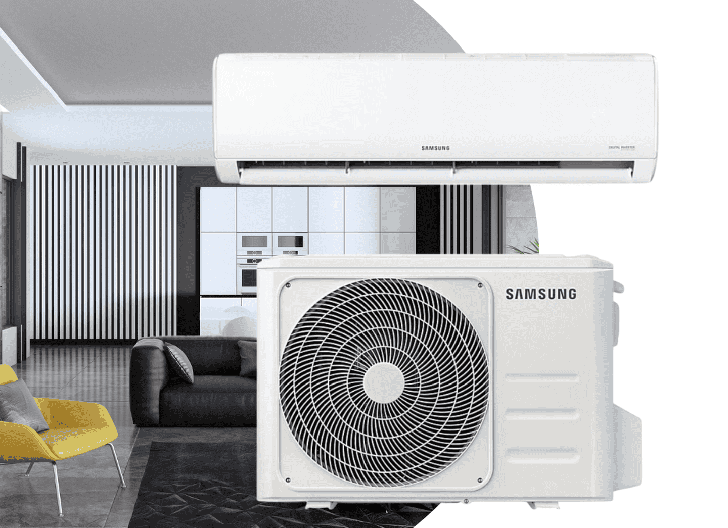 Кондиціонер Samsung Basic AR09TXHQASINUA 2,6 кВт, до 25 кв.м, фреон R32, інверторний до -22°C