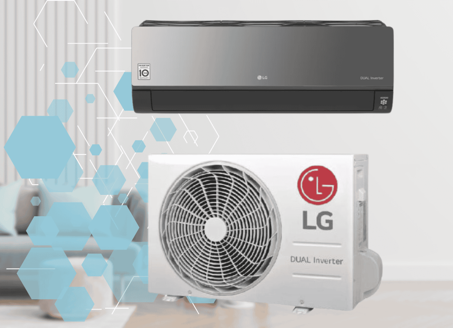 Кондиціонер LG AC12BQ серії ArtCool Mirror 3,5 кВт, інвертор, 35 кв. м, до -10°C