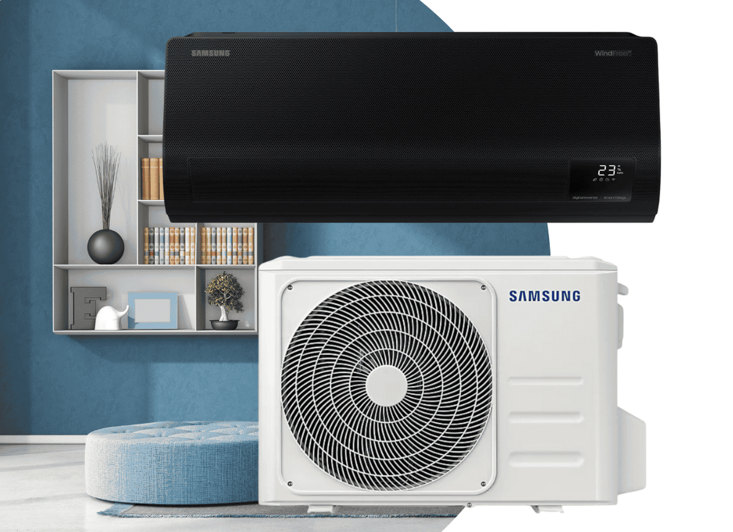 Кондиционер Samsung Black Diamond WindFree AR09BXFAMWKNUABDK 2,5 кВт, до 25 кв.м, фреон R32, инверторный до -22°C