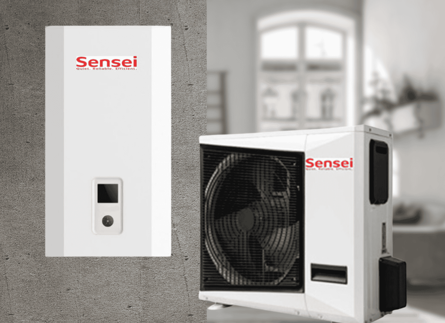 Инверторный тепловой насос Sensei HPGS-V12HW/HPGS-V12HN на 12 кВт, до 120 кв. м, (работа при -28°C), 220 В