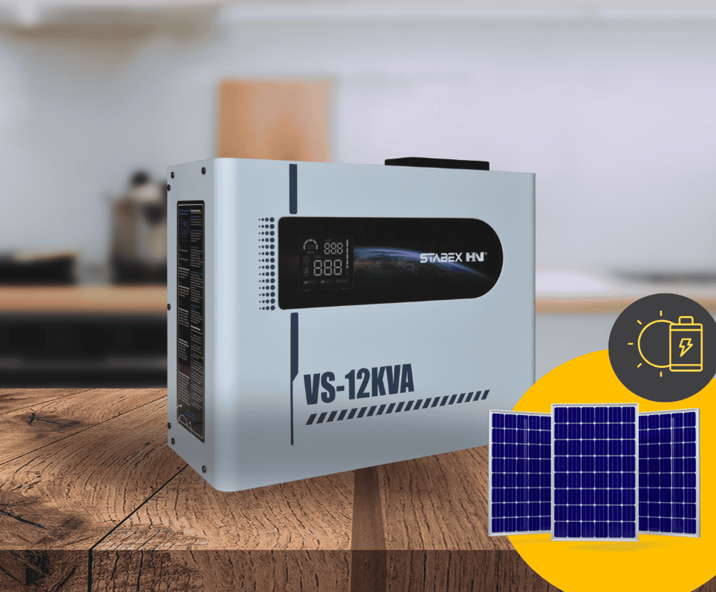 Стабілізатор напруги Stabex VS-12KVA, потужність 12 кВт, симісторний, 16 ключів, підходить для сонячних інверторів