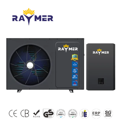 Тепловий насос повітря-вода Raymer RAY-15DS2-EVI на 15 кВт, інвертор до -30 °C, спліт-система до 180 кв.м. 380V