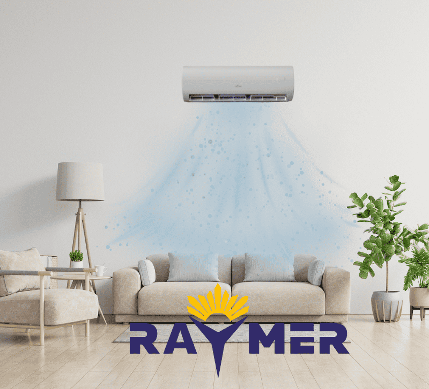Настінний фанкойл Raymer FAN-102BGW, вбудований Wi-Fi, інверторний 1020 м³/год, 5.41 кВт, до 55 м²