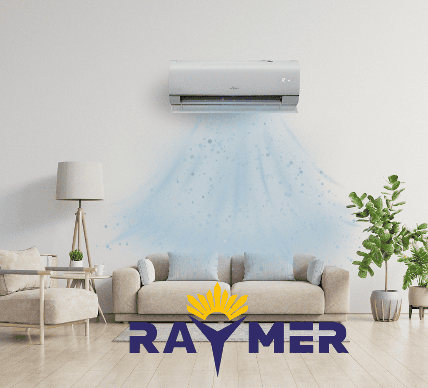Настінний фанкойл Raymer FAN-51BGW, вбудований Wi-Fi, інверторний 510 м³/год, 2,7 кВт, до 30 м²