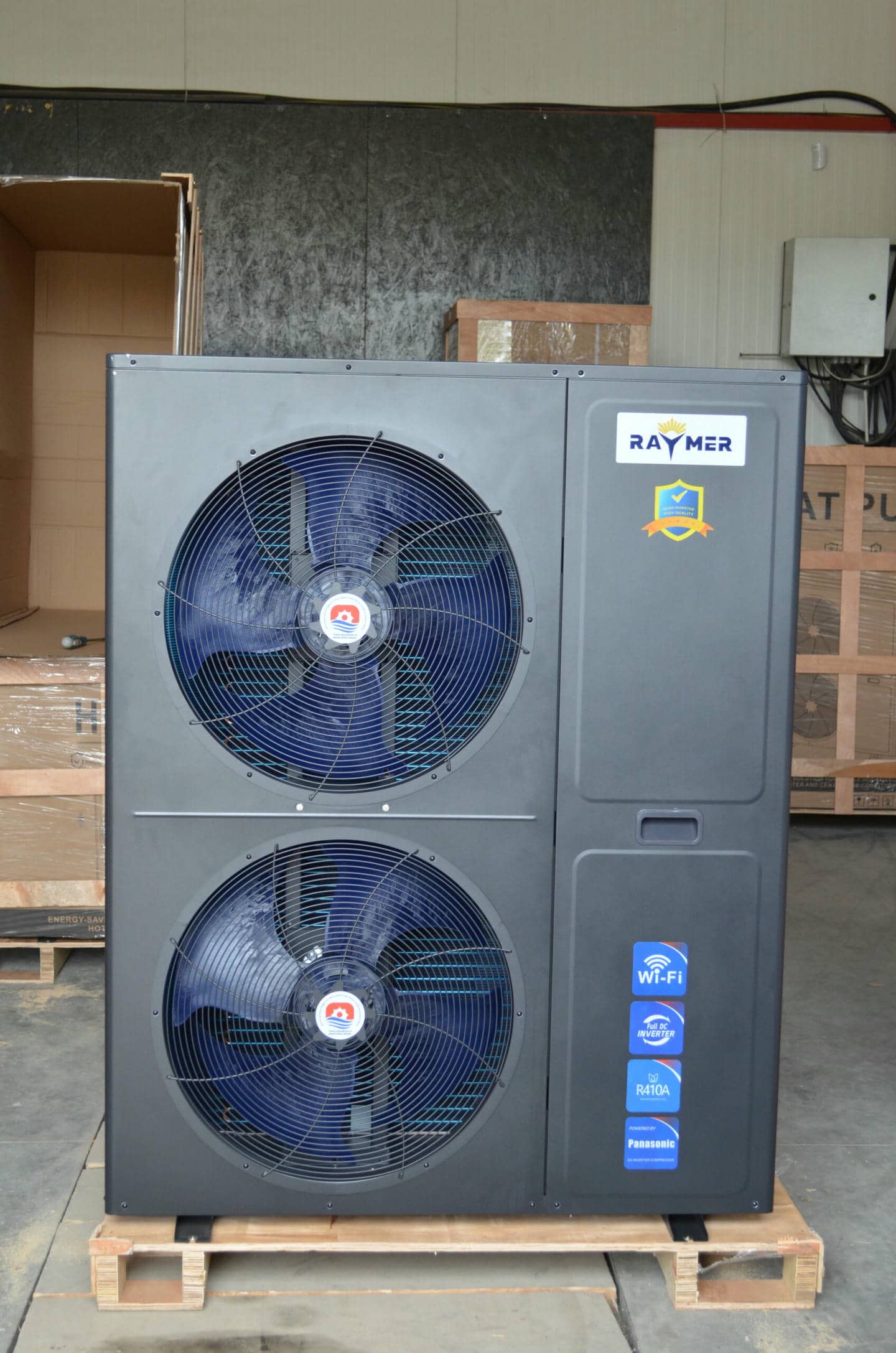 Тепловий насос повітря-вода Raymer RAY-32DS2-EVI на 32 кВт, інвертор до -30°C, спліт-система до 500 кв.м. 380V