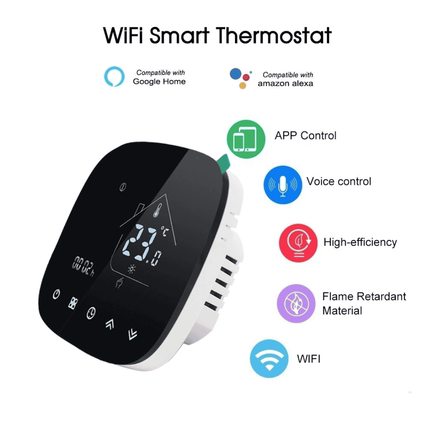 Електронний сенсорний термостат THP-1001ALW TUYA для фанкойлів Midea/Idea