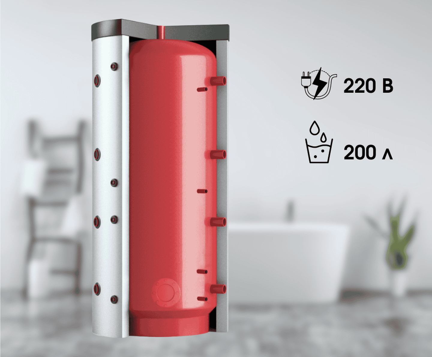 Буферна ємність Teplobak ВТА-4 200, нержавіючий бак-накопичувач на 200 л для теплових насосів