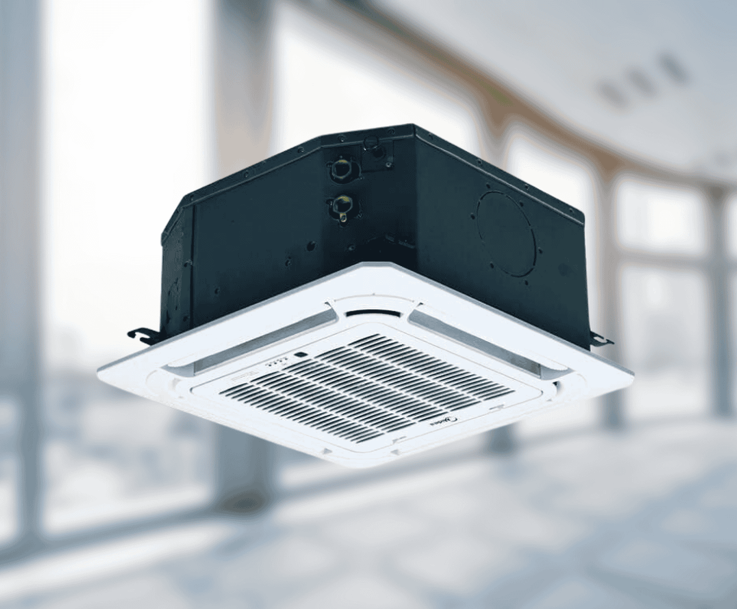 Кассетный фанкойл Midea MKD-300A (2.58 кВт), площадь до 30 м², четырехсторонний с дренажным насосом (панель T-MBQ4-03B1 + пульт ДУ в комплекте)