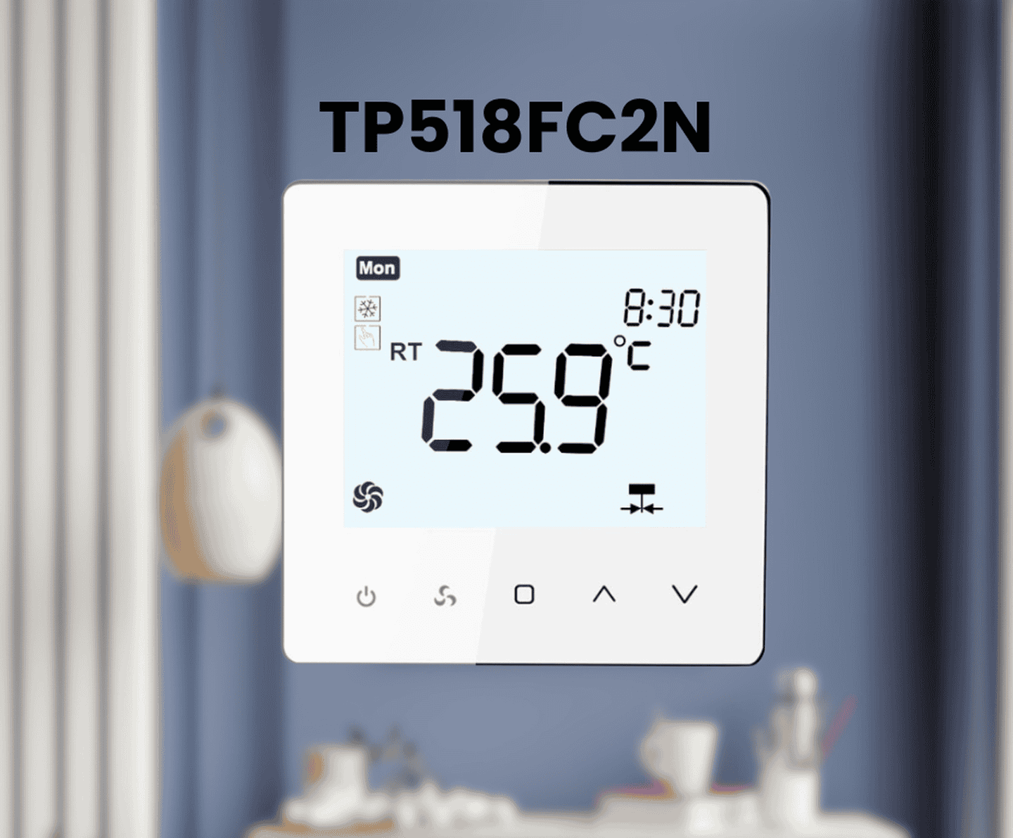 Настінний сенсорний пульт-термостат Midea/Idea TP518FC2N для 2-трубних фанкойлів