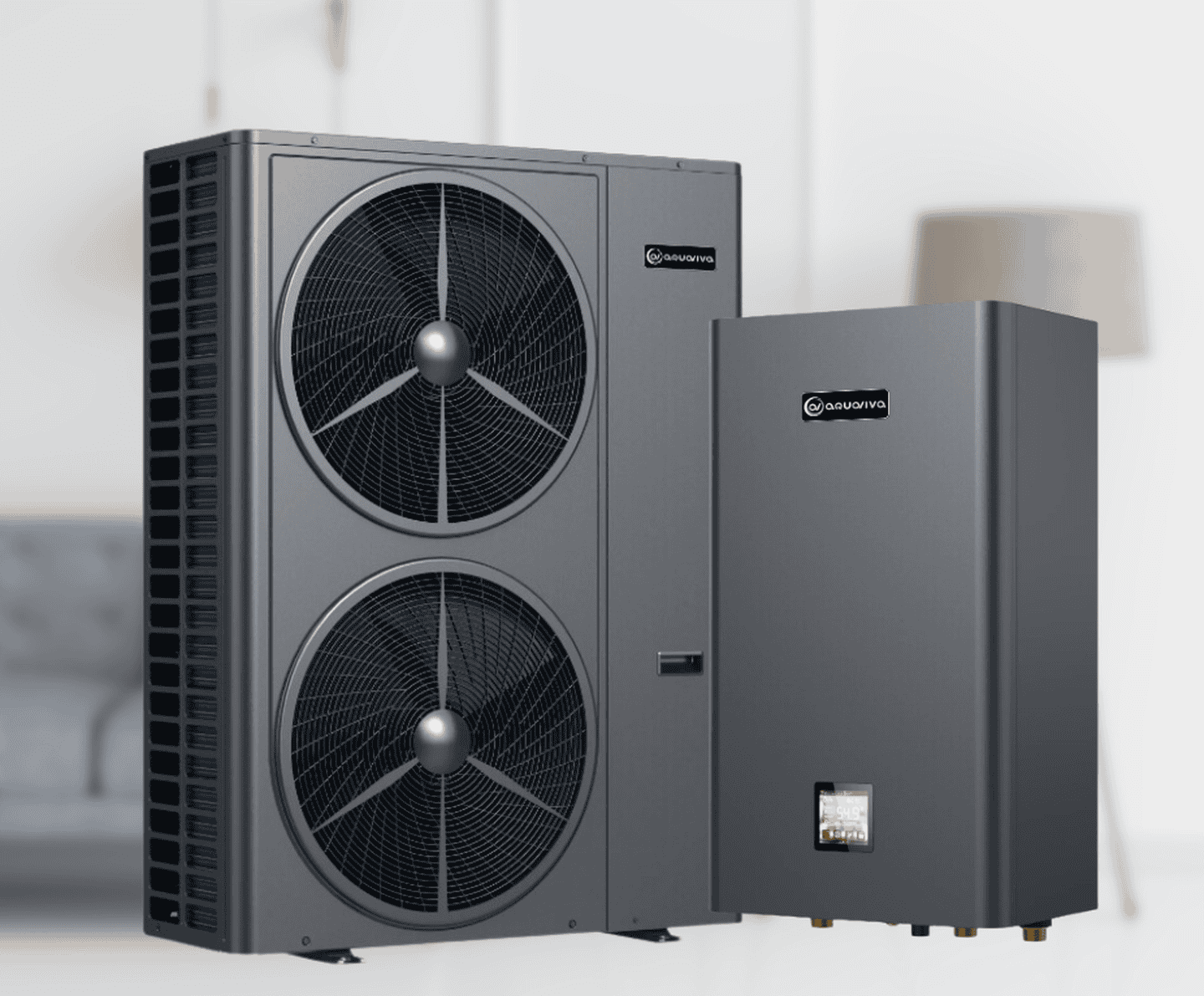 Инверторный тепловой насос Aquaviva Plus 16 (15.57 кВт), до -25°C, сплит-система до 160 кв.м, 220 В, с циркуляционным насосом и трехходовым клапаном