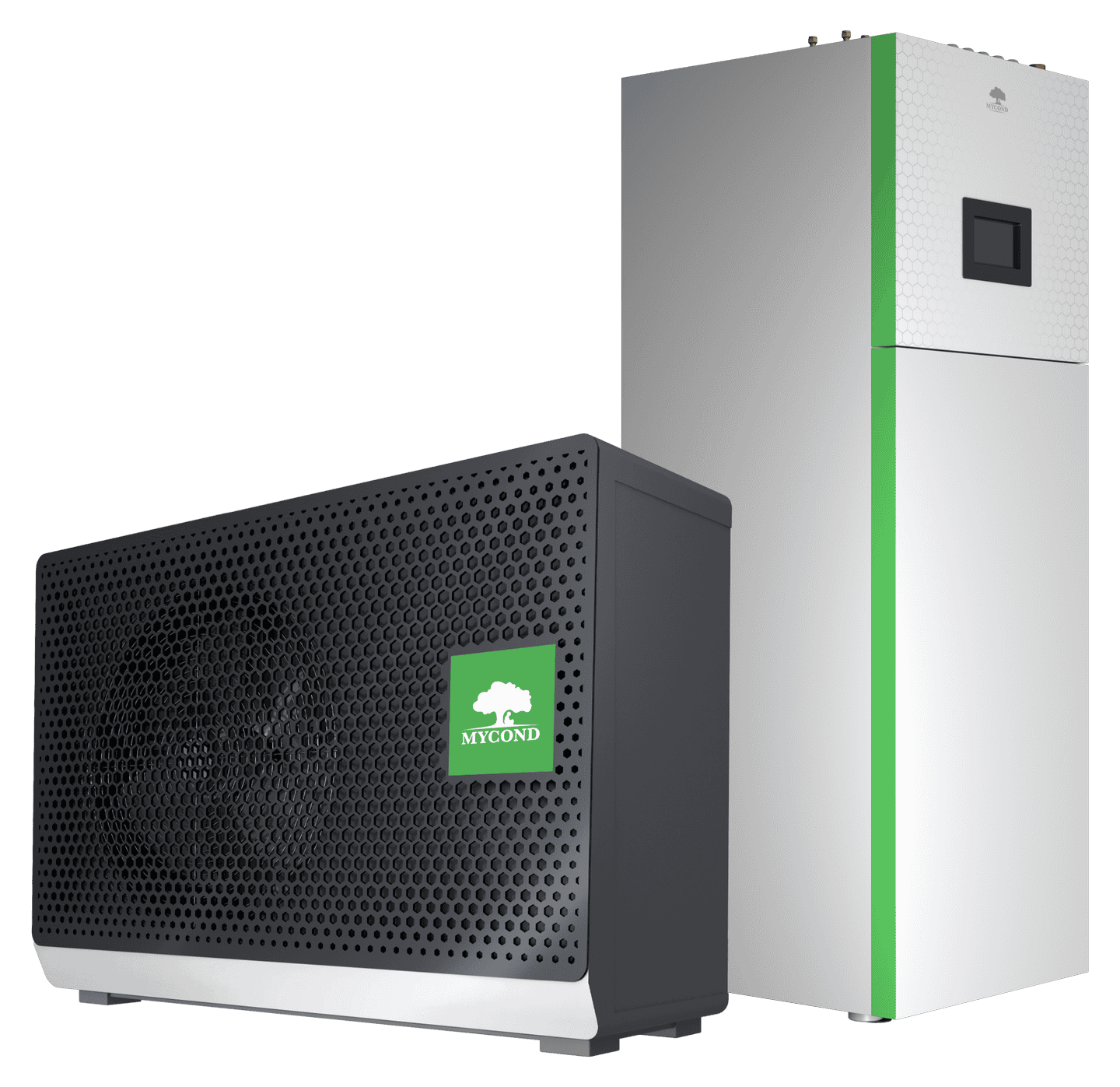Інверторний тепловий насос Mycond BeeSmart All-in-One MHCS045UBS/MHCS035/045DTS на 11,6 кВт, до -25°C, спліт-система до 120 м², з вбудованим баком для ГВП