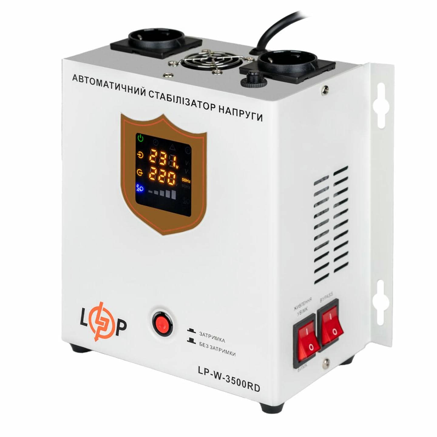 Стабілізатор напруги LogicPower LP-W-3500RD однофазний на 2,1 кВт, релейний, 7 ступенів стабілізації (настінний монтаж)
