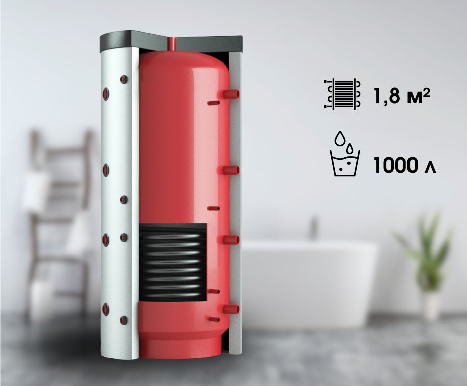 Буферна ємність Teplobak ВТА-3 1000, нержавіючий бак-накопичувач на 1000 л для сонячних колекторів (нижній теплообмінник 1.8 м²)