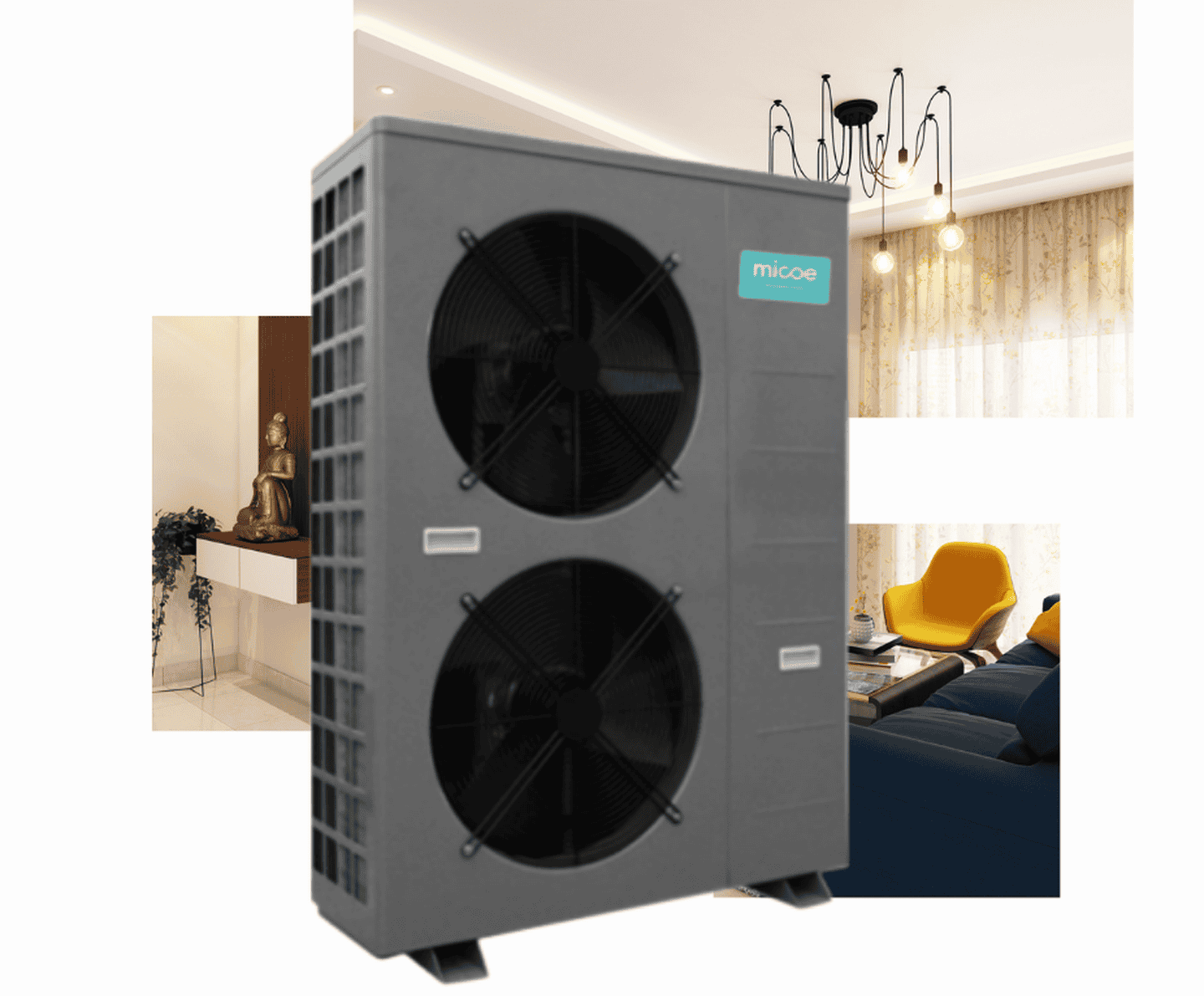 Інверторний тепловий насос Micoe MMHP-015A1 на 16,8 кВт, моноблок, робота при -30°C, площа до 150 кв.м, R32