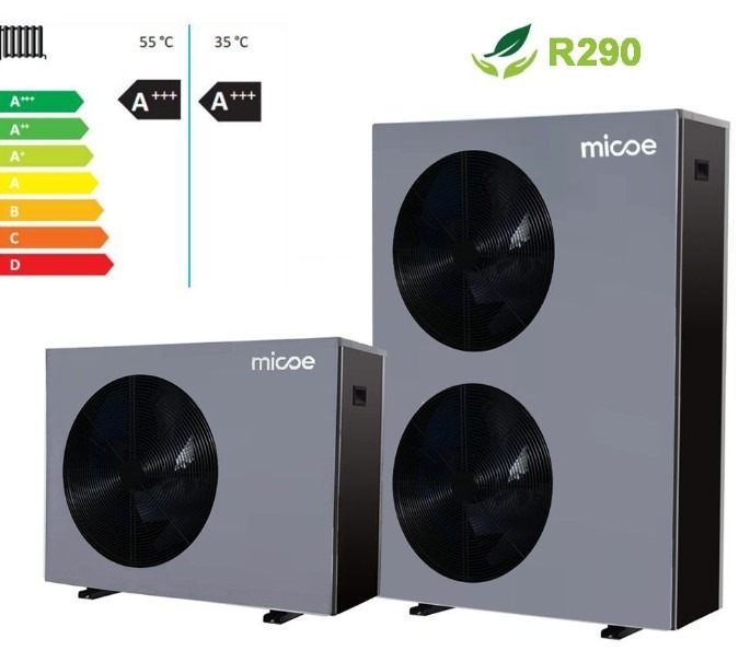 Інверторний тепловий насос Micoe MMHP15D3 на 15 кВт, моноблок, робота при -30°C, площа до 150 кв.м, R290, 380В