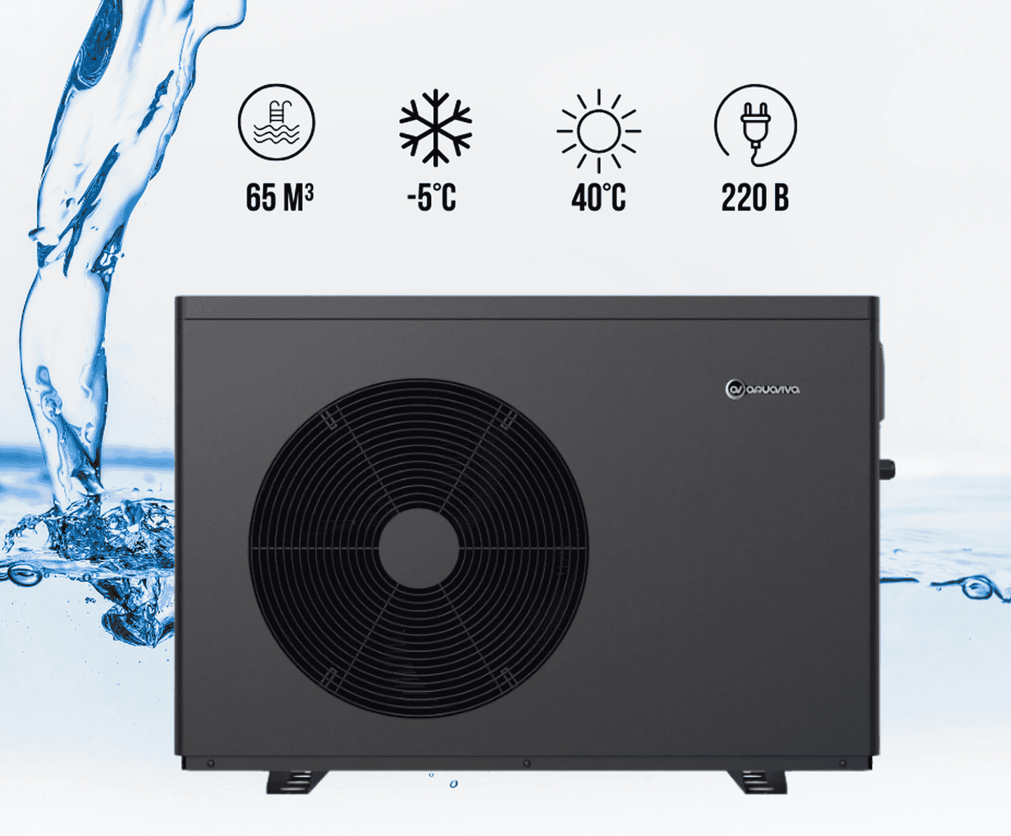 Тепловий насос для басейну Aquaviva Model А 16 ON/OFF (16,1 кВт), 220 В, об’єм басейну до 65 м³, -5°С/+40°С