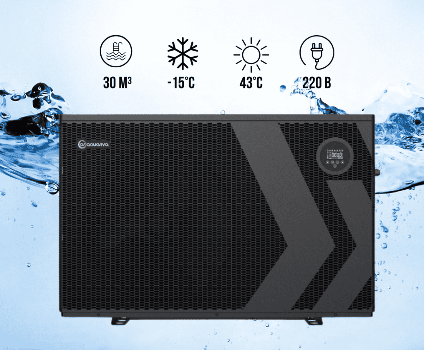 Інверторний тепловий насос Aquaviva Model А 7 (7 кВт) 220 В, до -15°С/+43°С, об’єм басейну до 30 м³