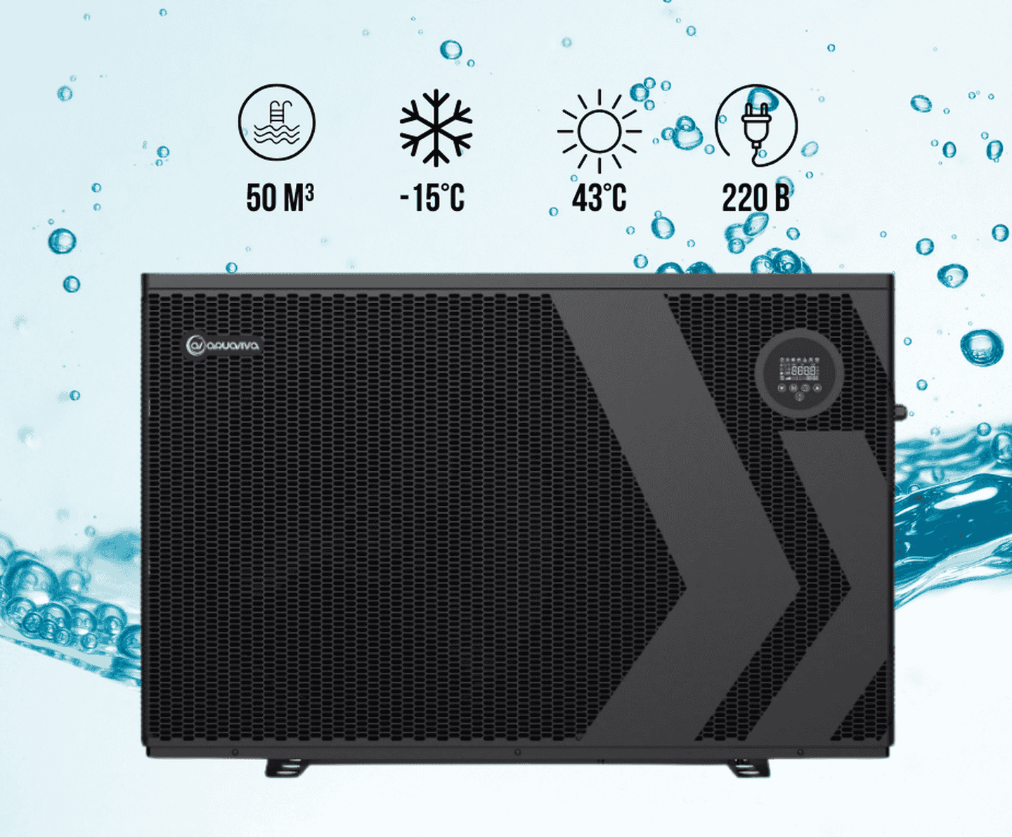 Інверторний тепловий насос Aquaviva Model А 11 (11.5 кВт) 220 В, до -15°С/+43°С, об’єм басейну до 50 м³