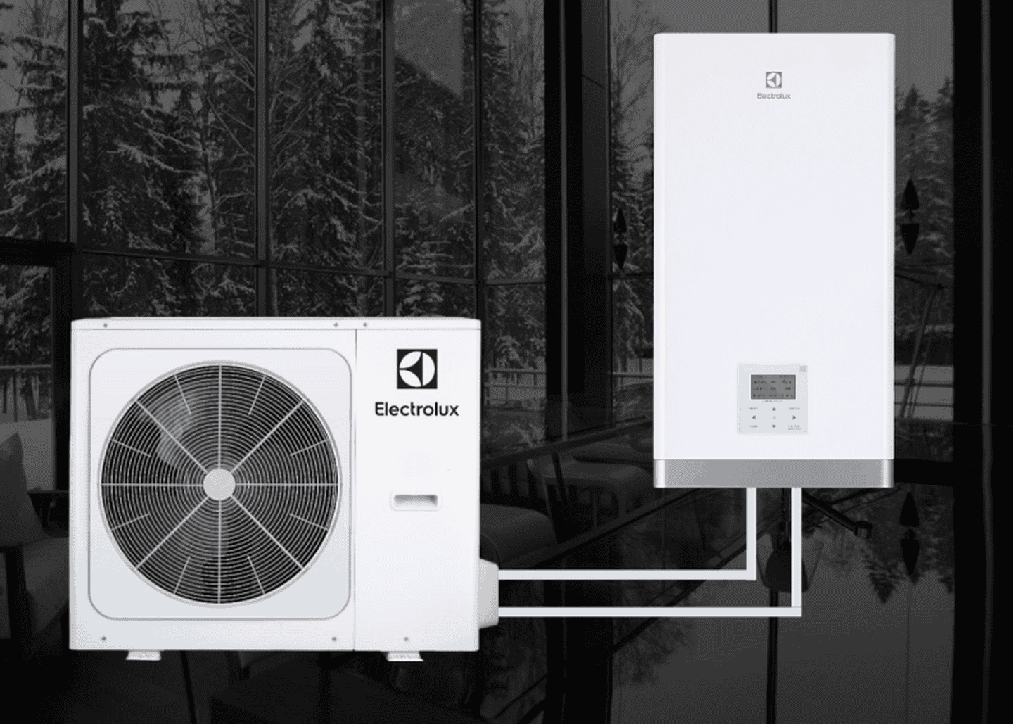 Інверторний тепловий насос Electrolux EMHP-10V/N8 EEC+EHB-100/N8 EEC до -25°/+43°С, спліт-система 10 кВт, до 100 м², 220В