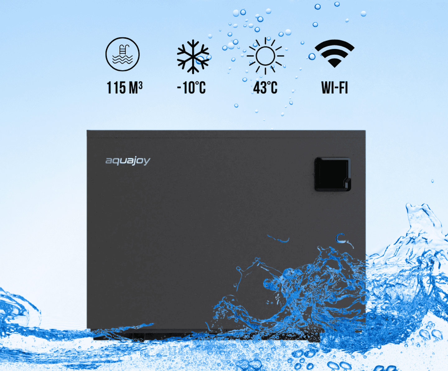 Тепловий насос для басейну Aquajoy Side Flow 24 (24 кВт), інверторний, об’єм басейну до 115 м³, -10°С/+43°С, 220В